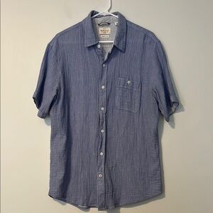Weatherproof Vintage Blue Casual Button Down Shirt Double Layer‎ 100% Cotton